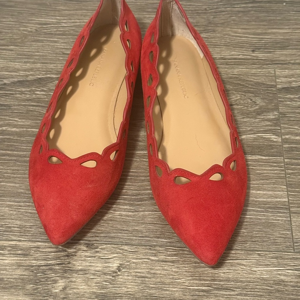 Red Suede Flats by Banana Republic